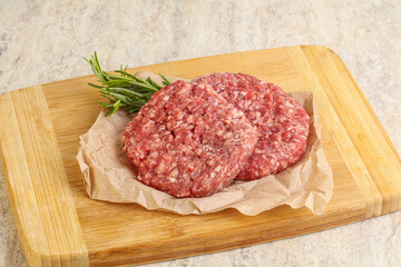 Raw beef burger cutlet for grill