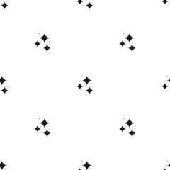 Seamless pattern with shining stars or sparkles on white background. Vector illustration.