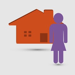Symbol of a woman in front of a house, vector