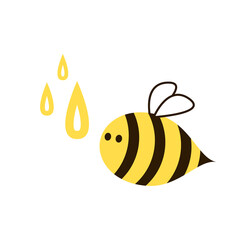 Cute bee cartoon. Bee character design. Bee and Honey drop icon.