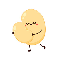 Soybean vector. Cute Soybean character design. Grain cartoon.