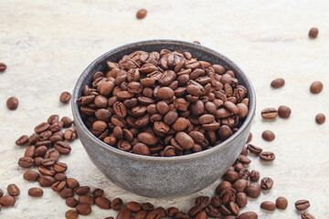 Roasted coffee bean in the bowl