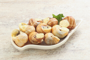 Delicous baked snail with butter - Escargot