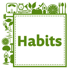 Habits Green Health Concept Symbols Frame Corners 