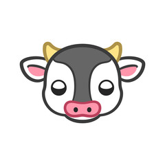 Cute cartoon cow head silhouette clipart