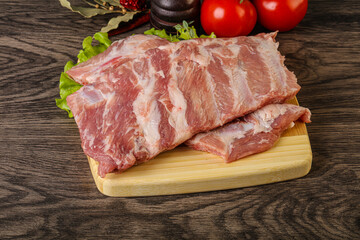 Raw pork ribs for cooking