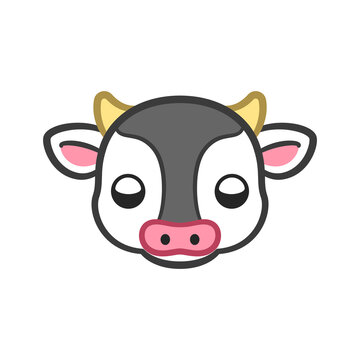 Cute cartoon cow head silhouette clipart