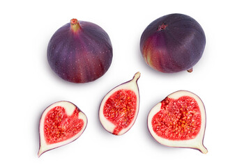 fig fruits isolated on white background with clipping path. Top view. Flat lay