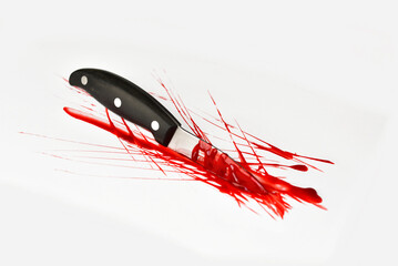 bloody knife murder weapon - obrazy, fototapety, plakaty