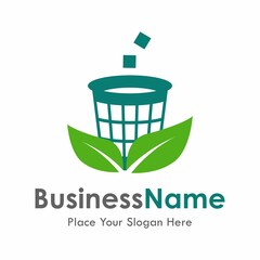 Trash leaf vector logo template. Suitable for business, nature and web