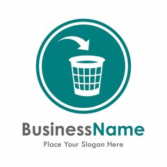 trash bin arrow recycle vector logo template. Suitable for business, web and eco