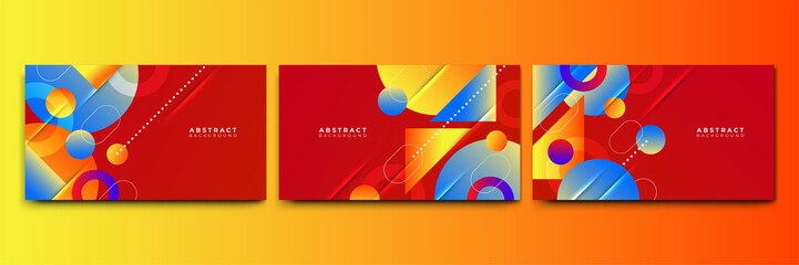 Naklejka na ściany i meble Abstract colorful shapes presentation background. Gradient dynamic lines background. Modern mosaic blue orange Colorful geometric design background