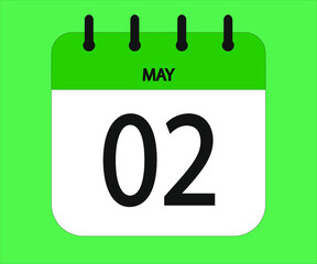 May 02th green calendar icon for days of the month