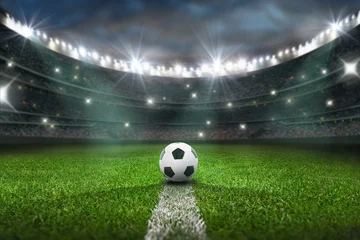 Foto op Plexiglas Bestsellers Sport getextureerd voetbalveld met neonmist - midden, middenveld