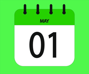May 01th green calendar icon for days of the month