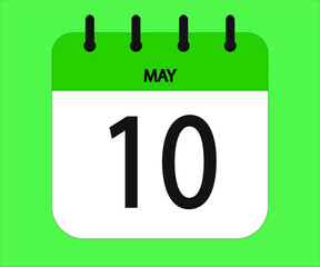 May 10th green calendar icon for days of the month