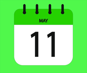 May 11th green calendar icon for days of the month