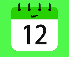 May 12th green calendar icon for days of the month