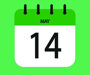 May 14th green calendar icon for days of the month