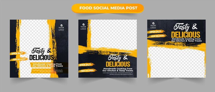 Set Of Cooking Special Tasty Delicious Restaurant Promotion Food Menu For Social Media Post Square Flyer Banner Template