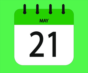 May 21th green calendar icon for days of the month