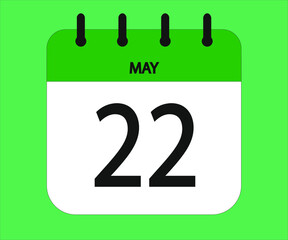 May 22th green calendar icon for days of the month