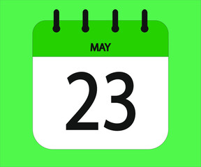 May 23th green calendar icon for days of the month