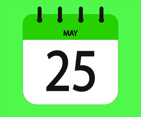 May 25th green calendar icon for days of the month