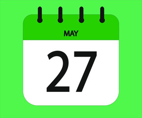 May 27th green calendar icon for days of the month