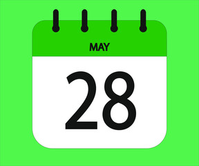 May 28th green calendar icon for days of the month
