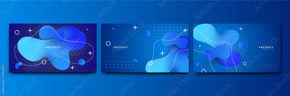 Wall mural abstract colorful blue shapes presentation background. gradient dynamic lines background. modern mos