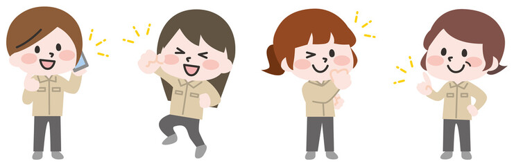 作業着のジャケットを着たスタッフさん 