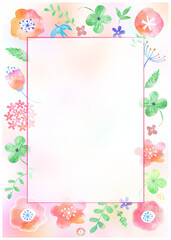 北欧風_水彩草花フレーム縦型