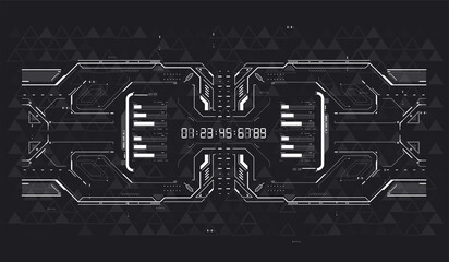 Abstract digital technology. Futuristic HUD, FUI, Virtual Interface. Infographic Elements Futuristic Template Banner. Scifi and HUD box elements.
