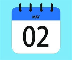 May 02th blue calendar icon for days of the month