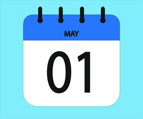 May 01th blue calendar icon for days of the month