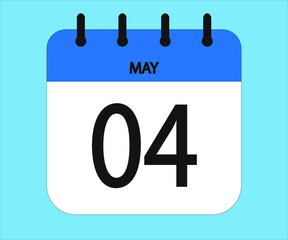 May 04th blue calendar icon for days of the month