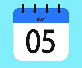 May 05th blue calendar icon for days of the month
