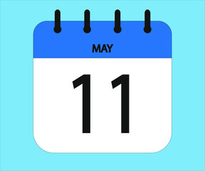 May 11th blue calendar icon for days of the month