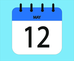 May 12th blue calendar icon for days of the month