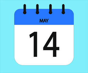 May 14th blue calendar icon for days of the month