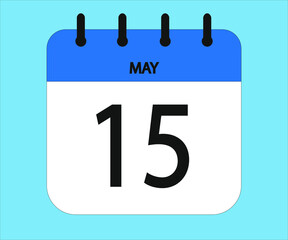 May 15th blue calendar icon for days of the month