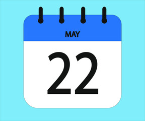 May 22th blue calendar icon for days of the month