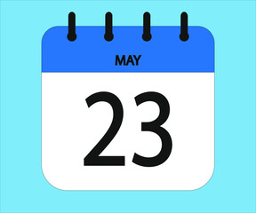 May 23th blue calendar icon for days of the month