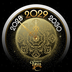 2029 Happy New Year in golden design, Holiday greeting card design.