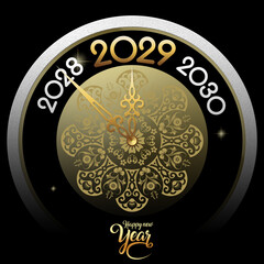 2029 Happy New Year in golden design, Holiday greeting card design.