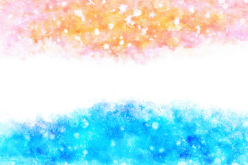 空 青 オレンジ 水彩 ベクター 背景