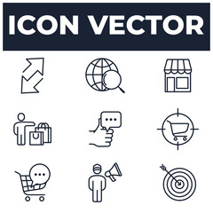 set of Marketing Strategy elements symbol template for graphic and web design collection logo vector illustration