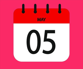 May 05th red calendar icon for days of the month