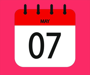 May 07th red calendar icon for days of the month